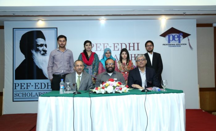 A Press Conference held at Karachi to Launch the PEF-Edhi Scholarship Program for the deserving & bright students of Pakistan